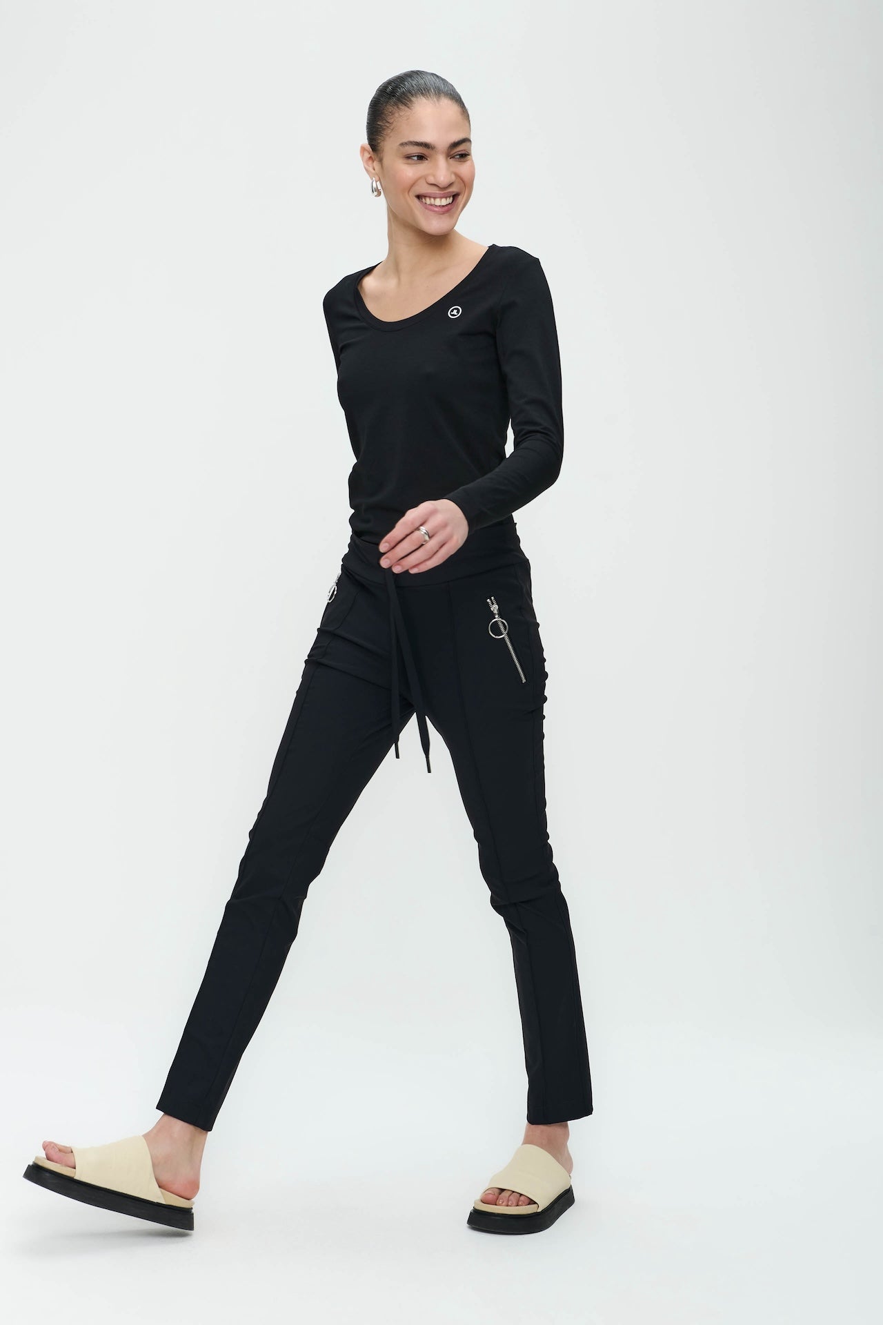 Pants Emma-straight leg fit Technical Jersey | Black