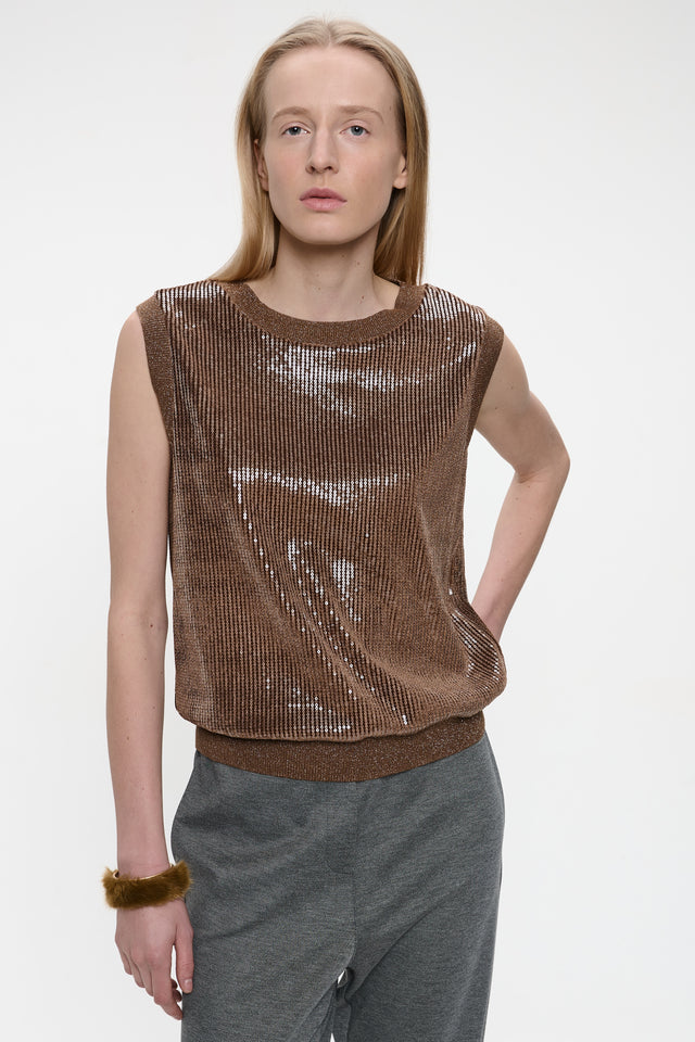 Pallino sequins top | Gold