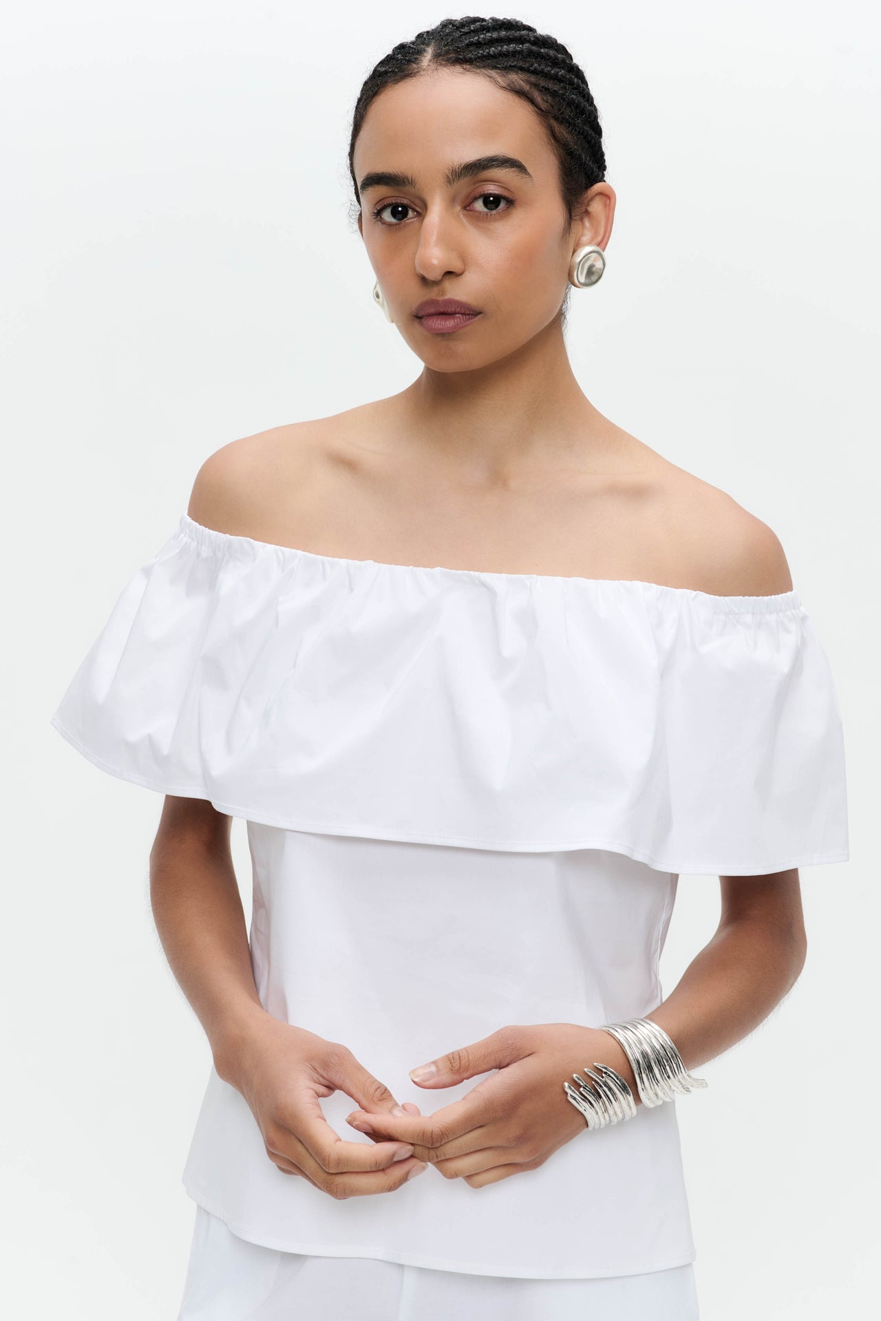 Diane cotton mix top | White