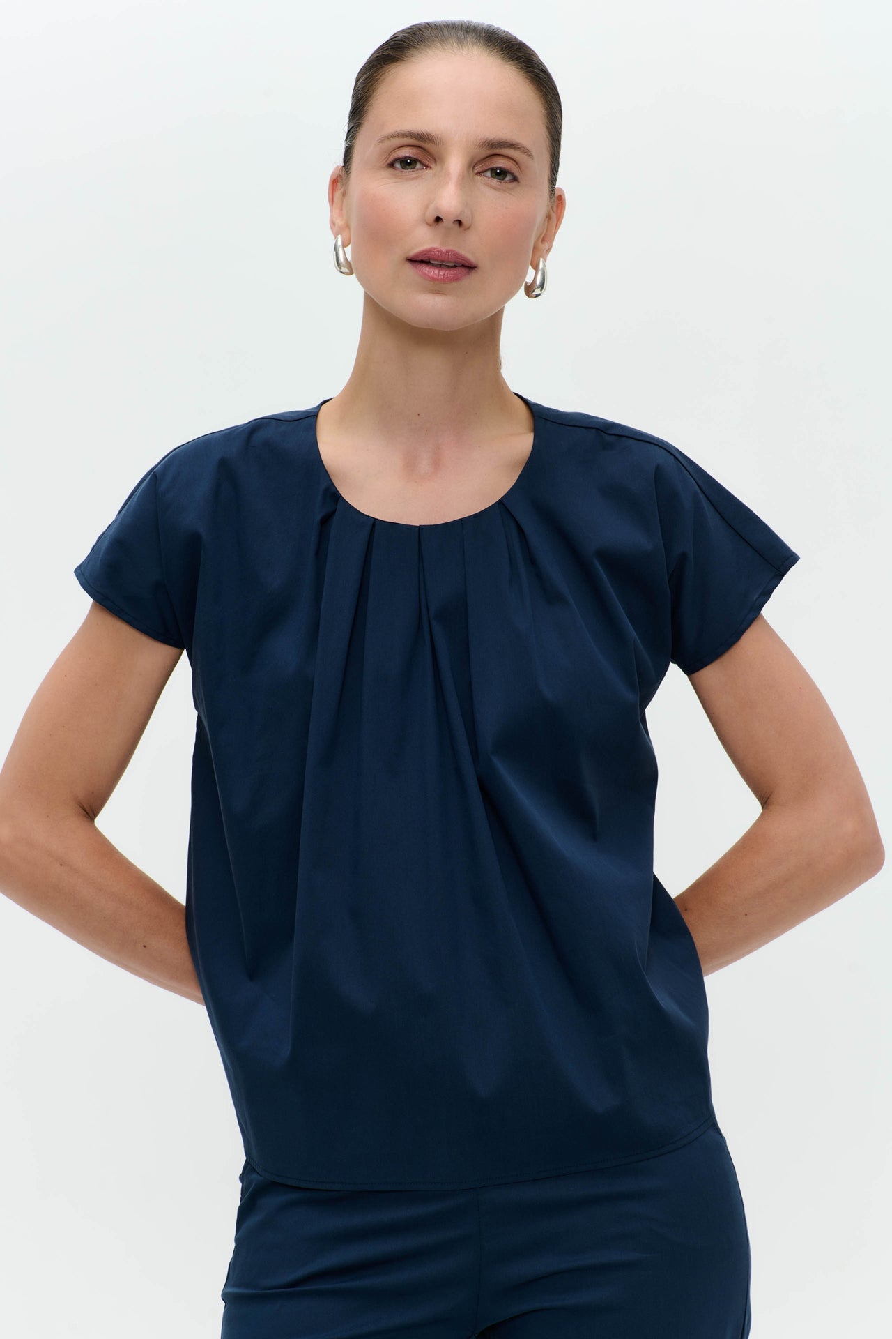 Papavero cotton top | Blue denim