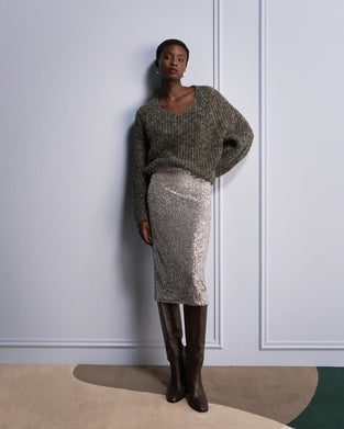 Shiny oversized pullover H20034 | Melange