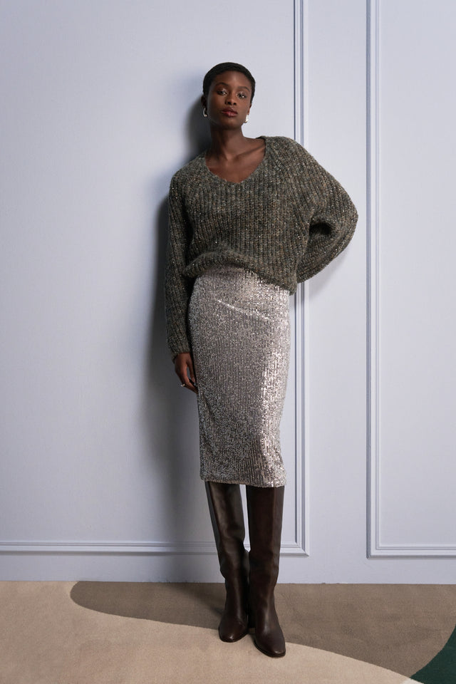 Shiny oversized pullover H20034 | Melange