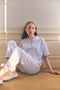 Lissa structure tech jersay top | Light Blue