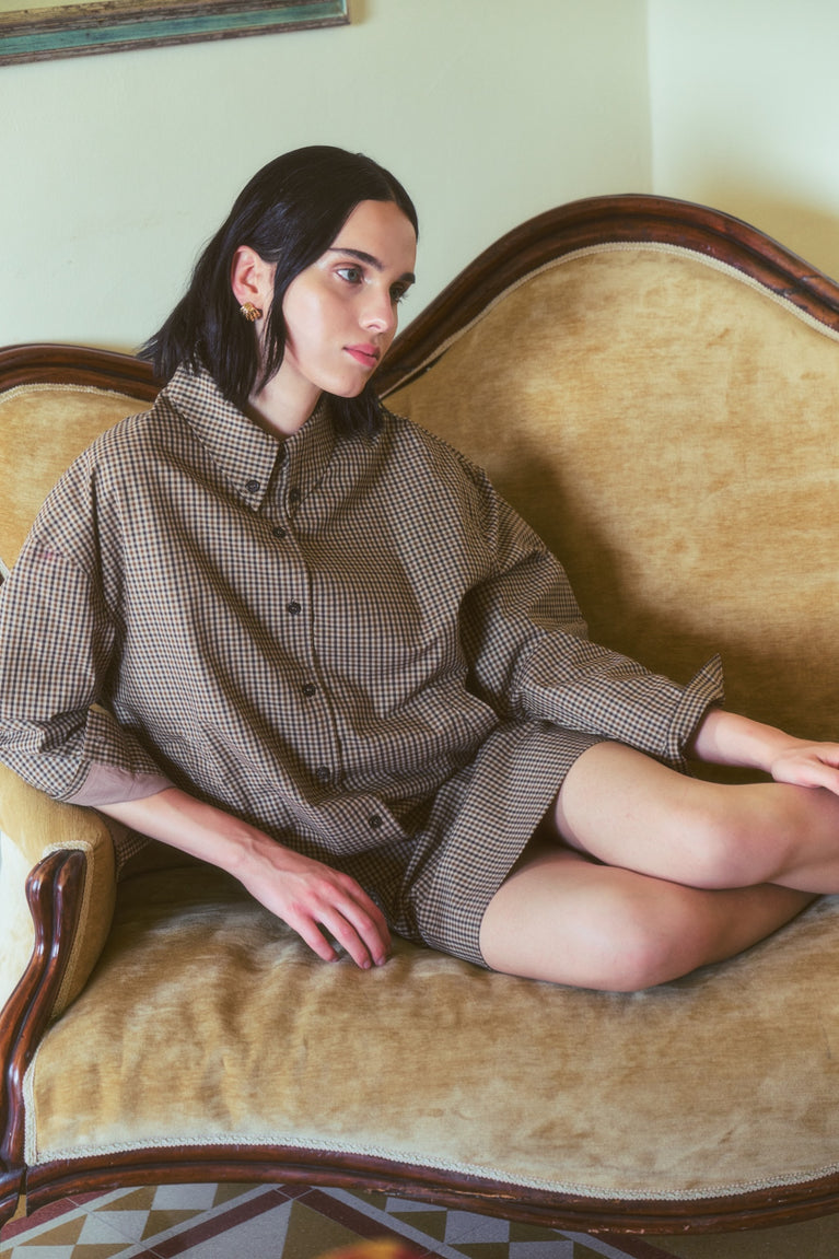 Iconic check cotton bomber jacket | Brown