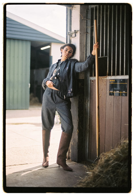 Urbino viscose blend pants | Black Melange