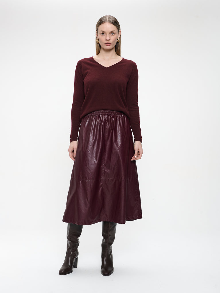 Nitty eco leather skirt | Bordo
