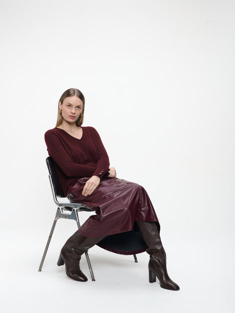 Nitty eco leather skirt | Bordo