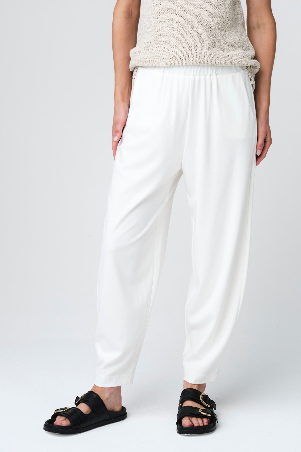 Fagiolo pants soft Punto Milano jersay | Panna