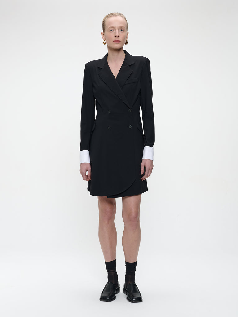 black jersey dress outfit Evie Ribbed-Knit Jersey Dress Black / Regular / XL