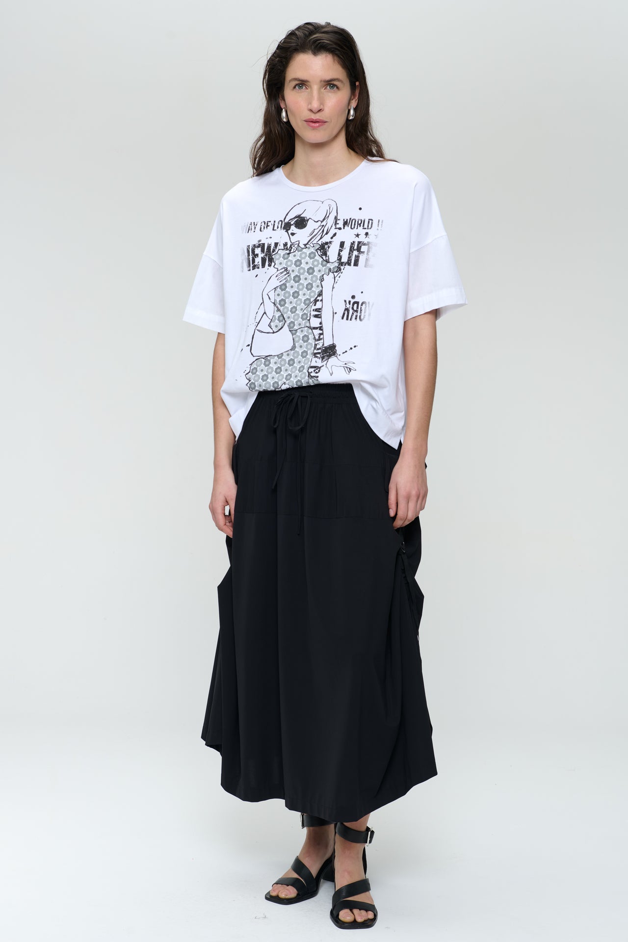 T-shirt oversize print mix cotton | White