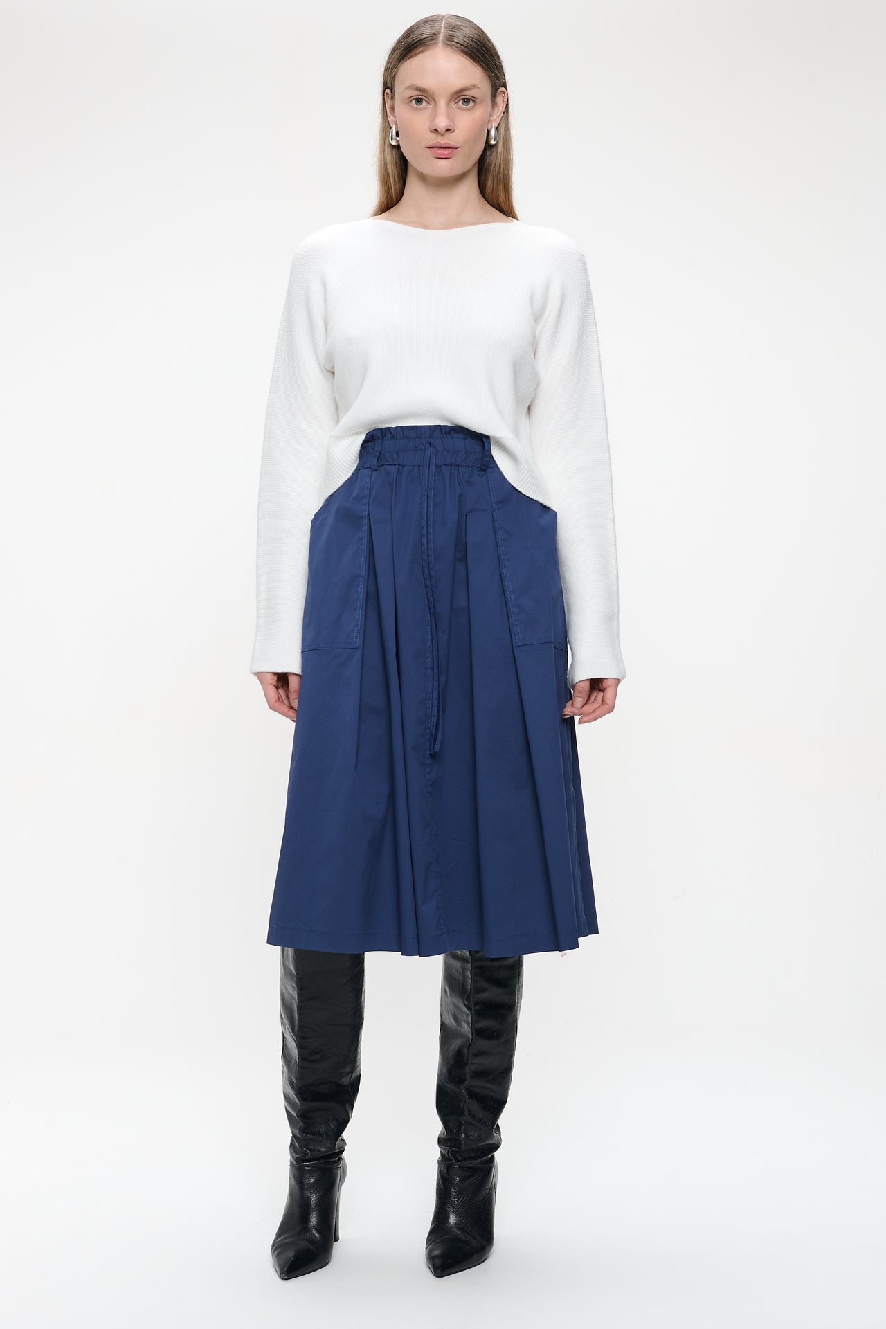 Raffaele poplin skirt | Blue