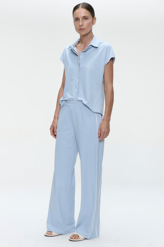 Wilma structure tech jersay blouse | Light Blue