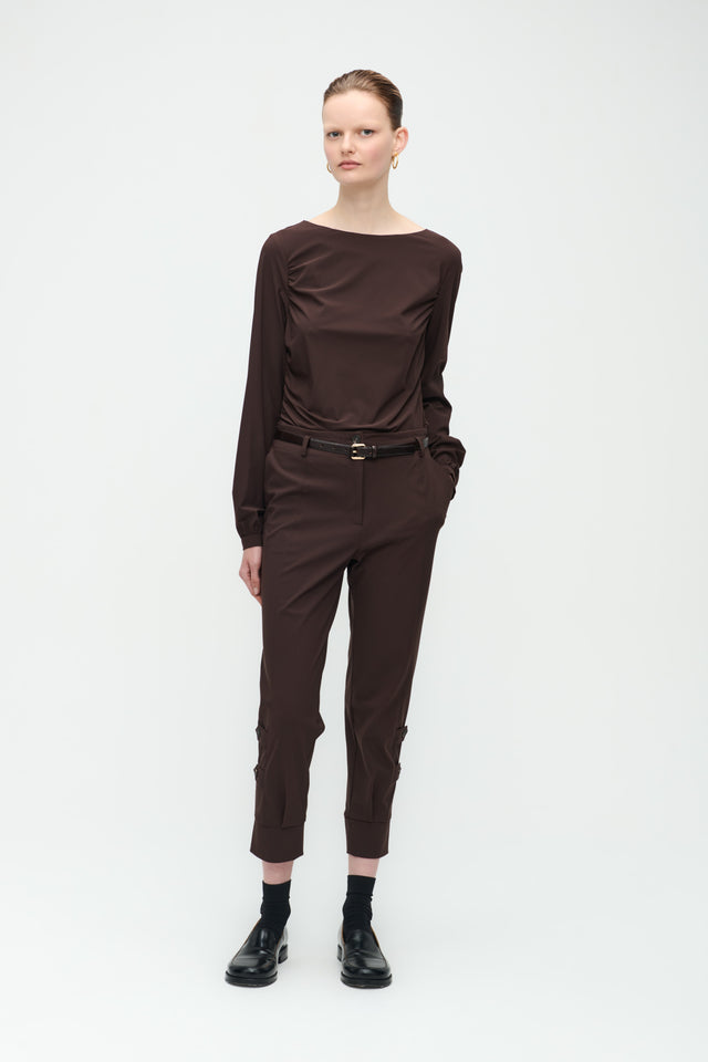 Nina Top Technical Jersey | Dark Brown