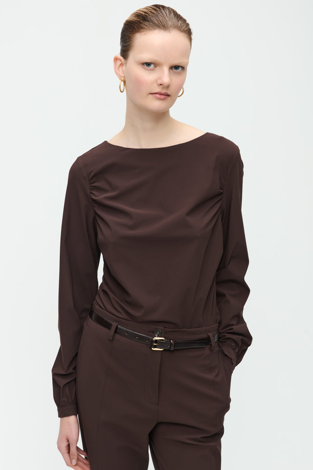 Nina Top Technical Jersey | Dark Brown