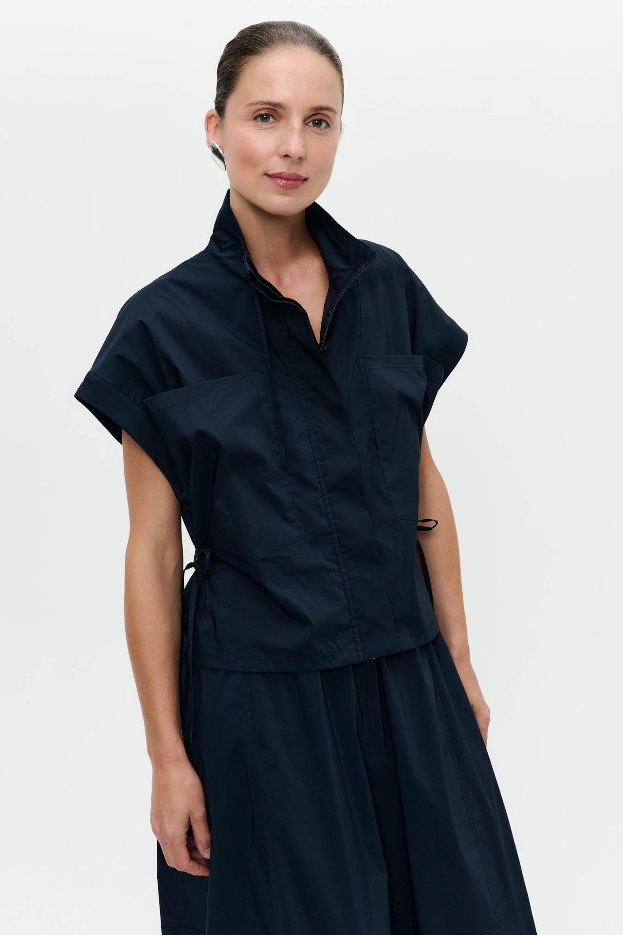Paola polplin jacket blouse | Blue