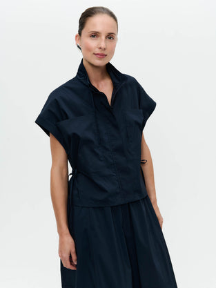 Paola polplin jacket blouse | Blue