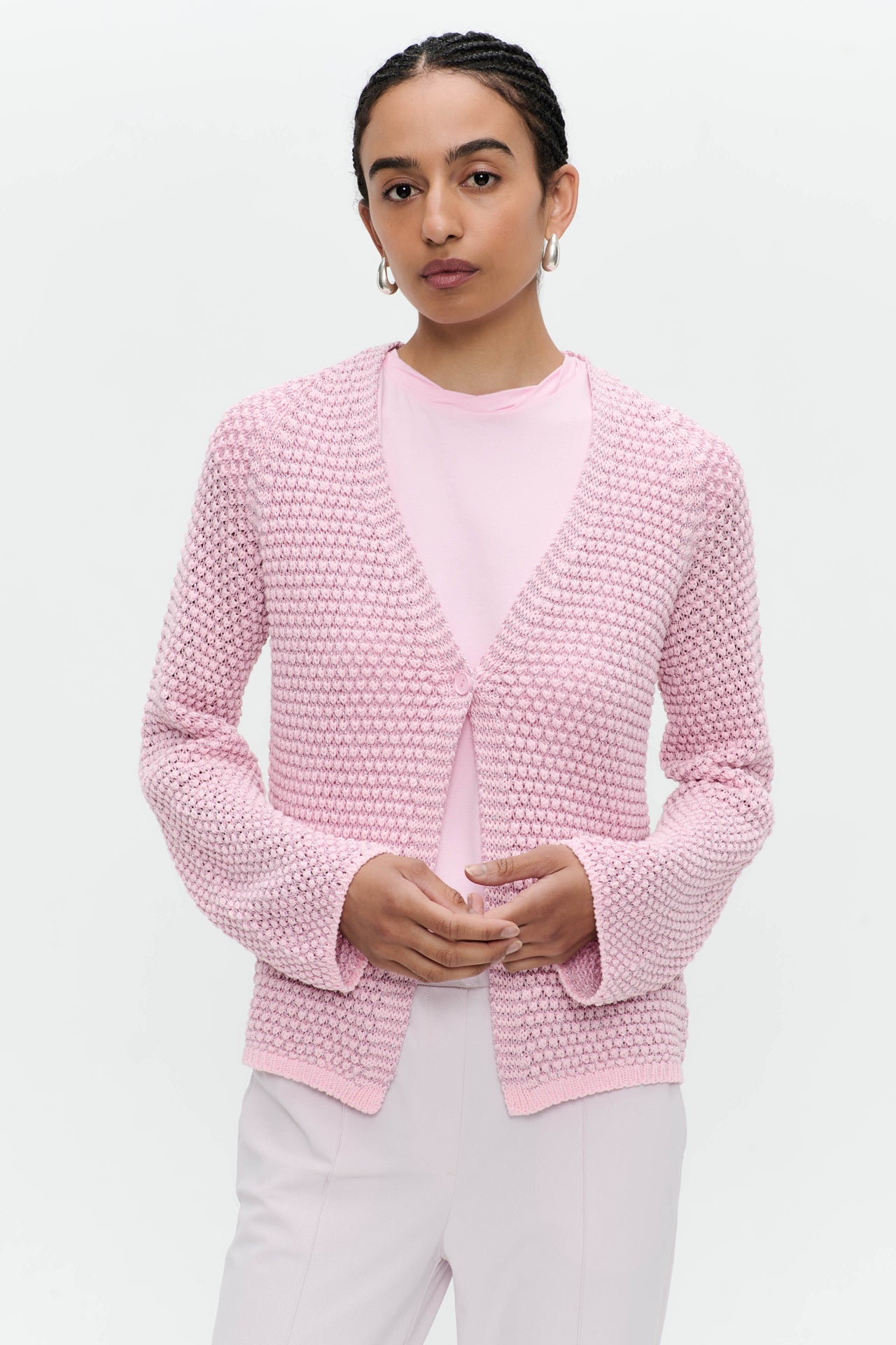 Cotton viscose blend cardigan 9052 | Rose