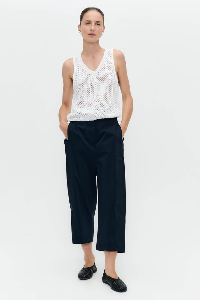 Openwork knit with sequins top 9084 | White