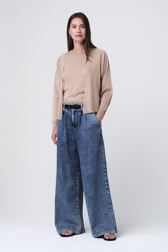 Fine Viscose Cardigan 26023 | Gold Beige