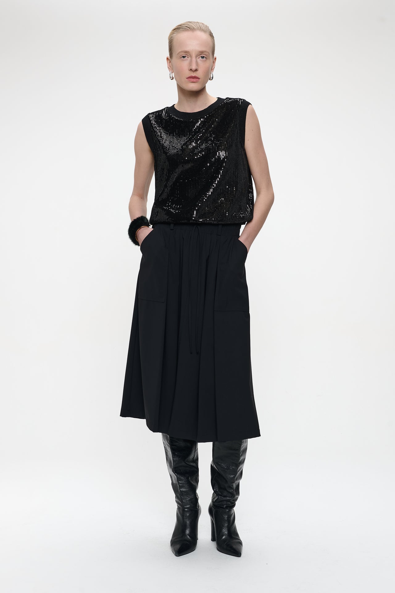Raffaele skirt technical jersey | Black