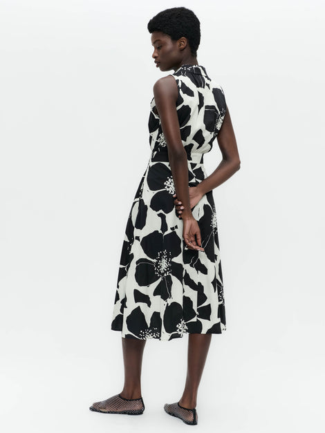 Anita flower print poplin dress | Black