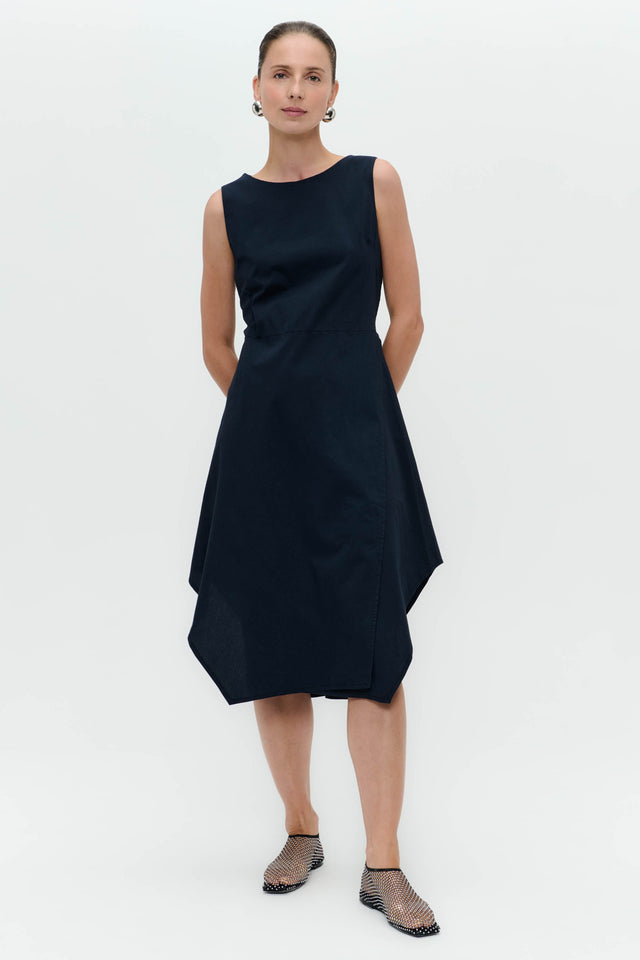 Cotton dress T549 | Dark Blue