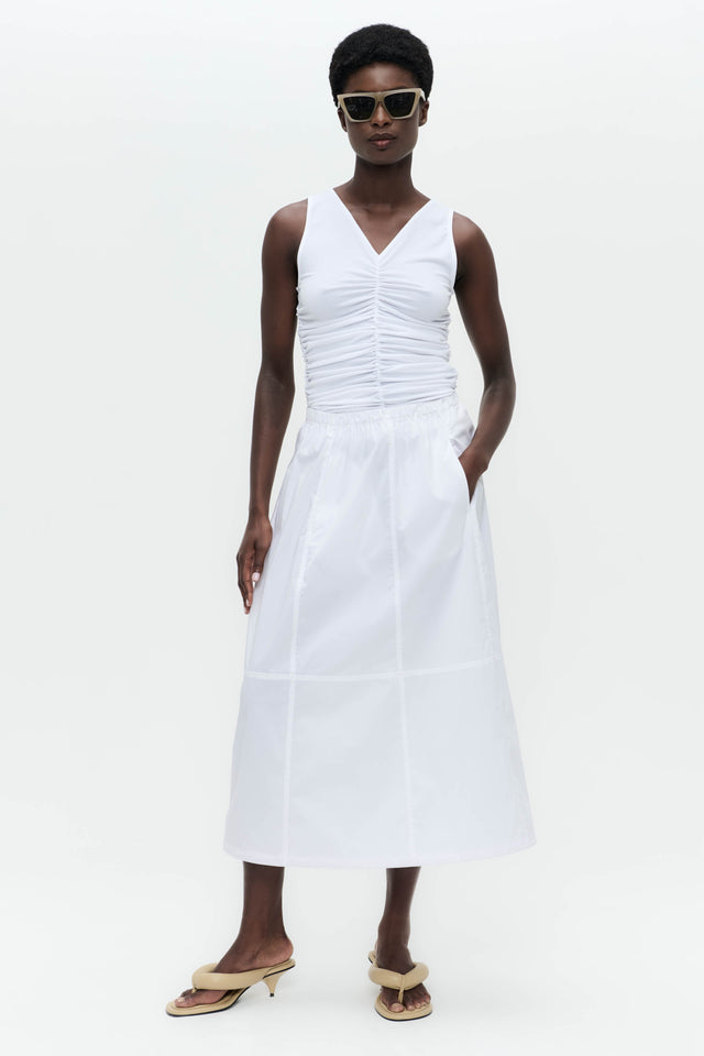 Maud cotton poplin skirt | White
