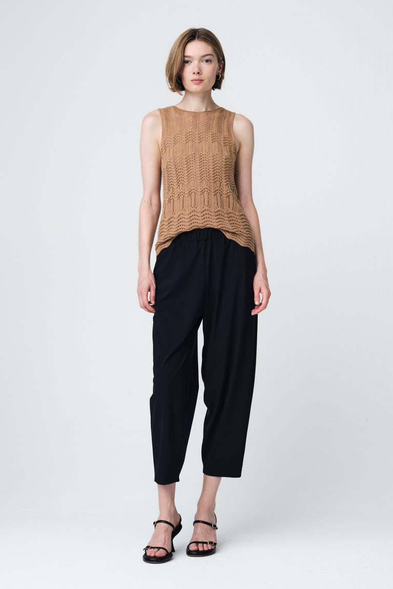 Openwork knit Vest E24082 | Camel