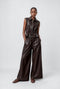 Sienna eco leather wide-leg pants | Dark Brown