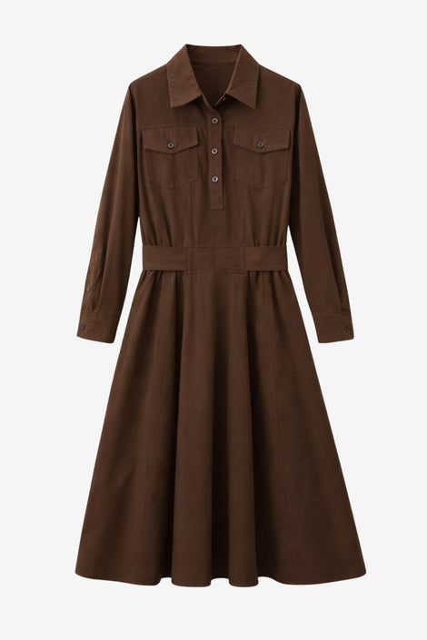 Amara polon shirt dress | Dark Brown