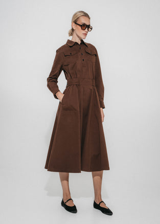 Amara polon shirt dress | Dark Brown