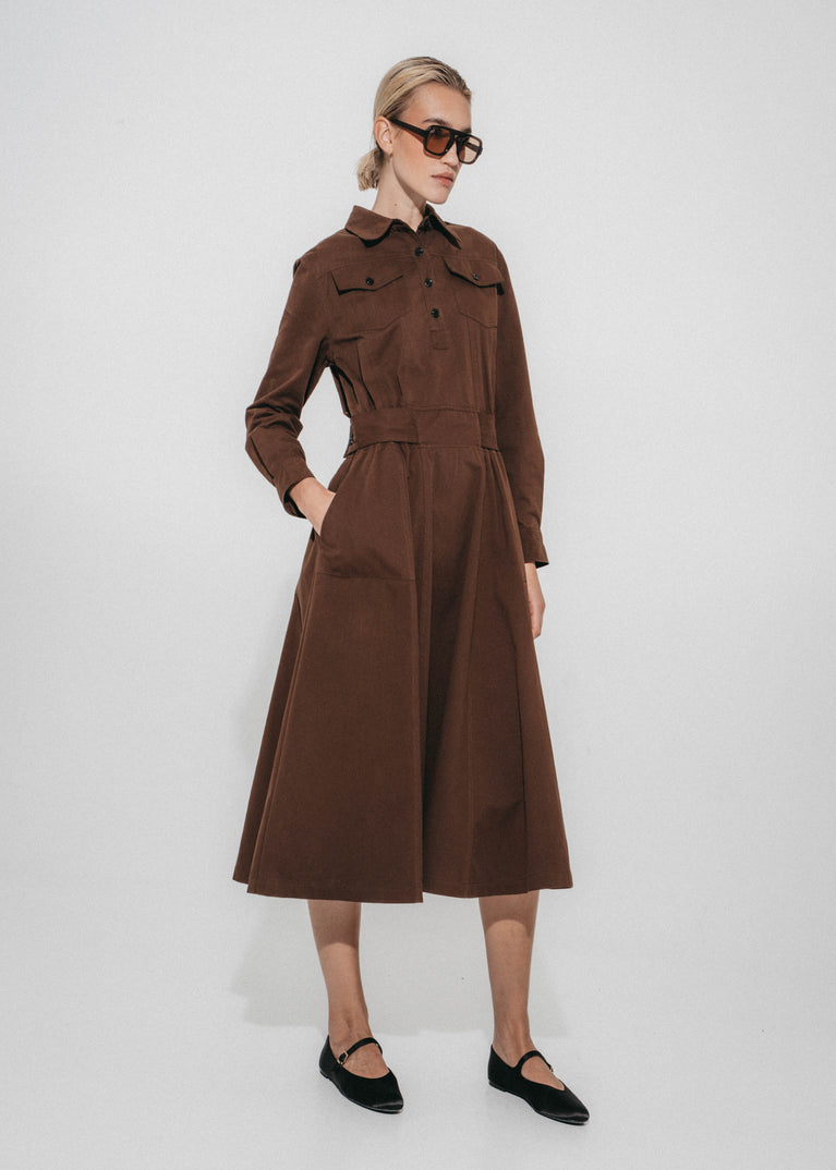 Amara polon shirt dress | Dark Brown