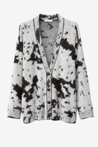 Jacquard print cardigan 2370 | Ecru Moro