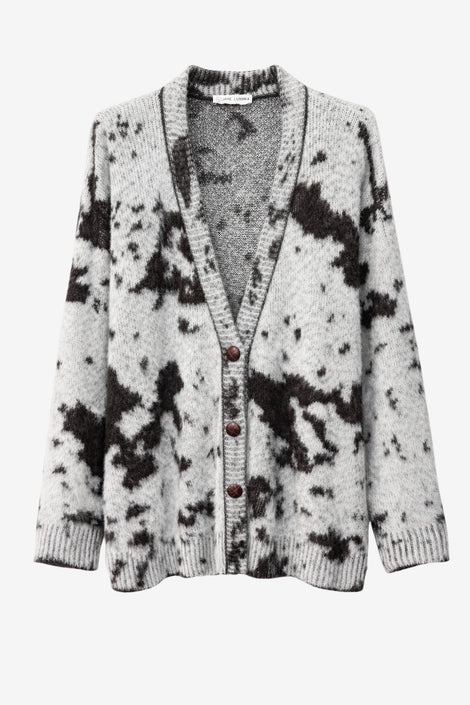 Jacquard print cardigan 2370 | Ecru Moro