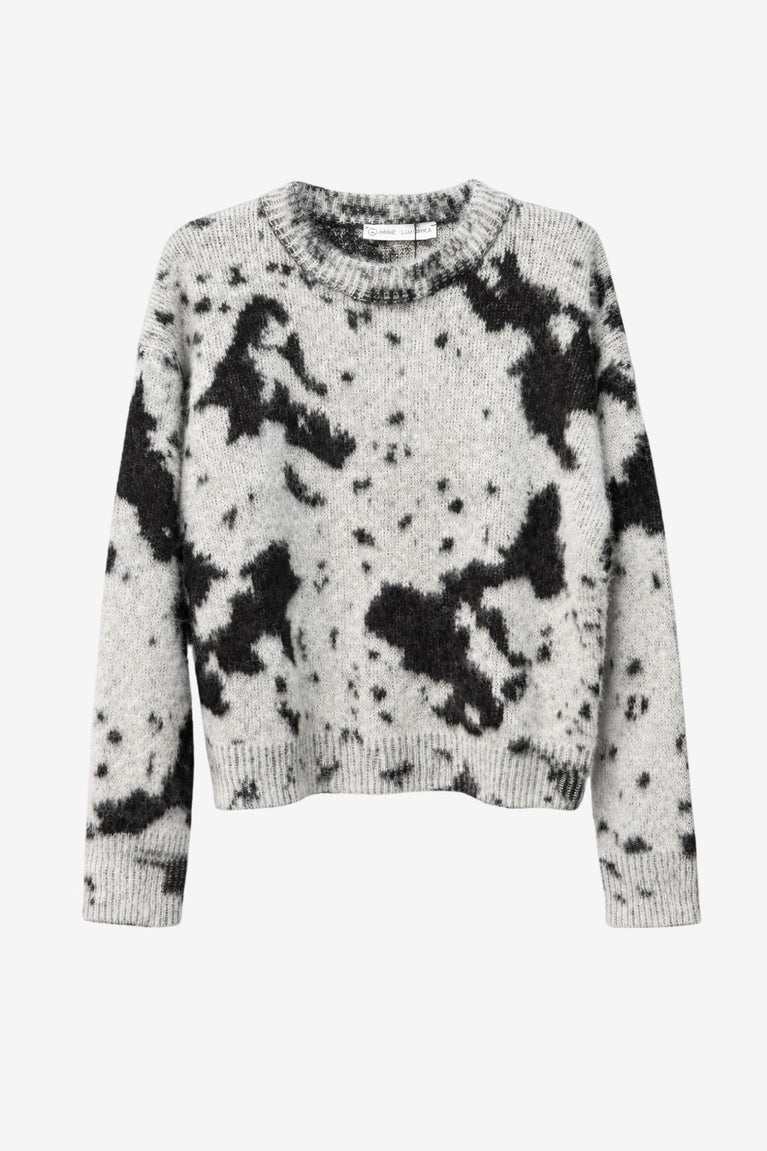 Jacquard print pullover 2372 | Ecru Moro