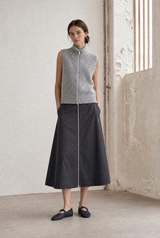 Bardolino taffeta zipper skirt | Grigio