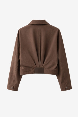 Blaze pleated bomber jacket | Dark Brown