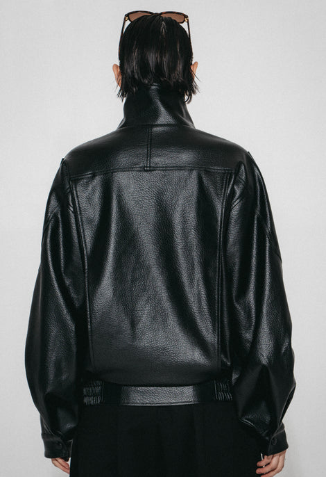 Bo eco leather oversized jacket | Black