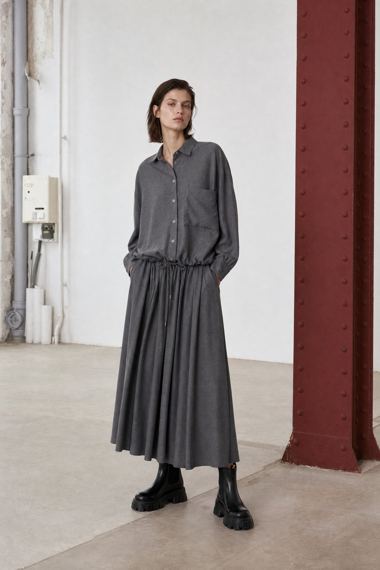 Camilla light flannel blouse | Dark Grey