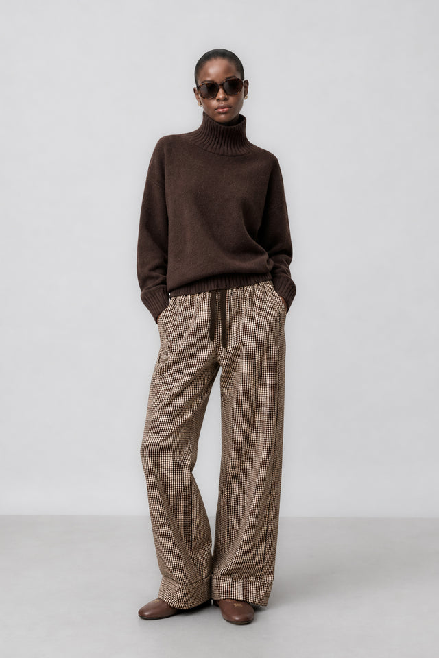 Cashmir wool polo pullover W1165 | Brown