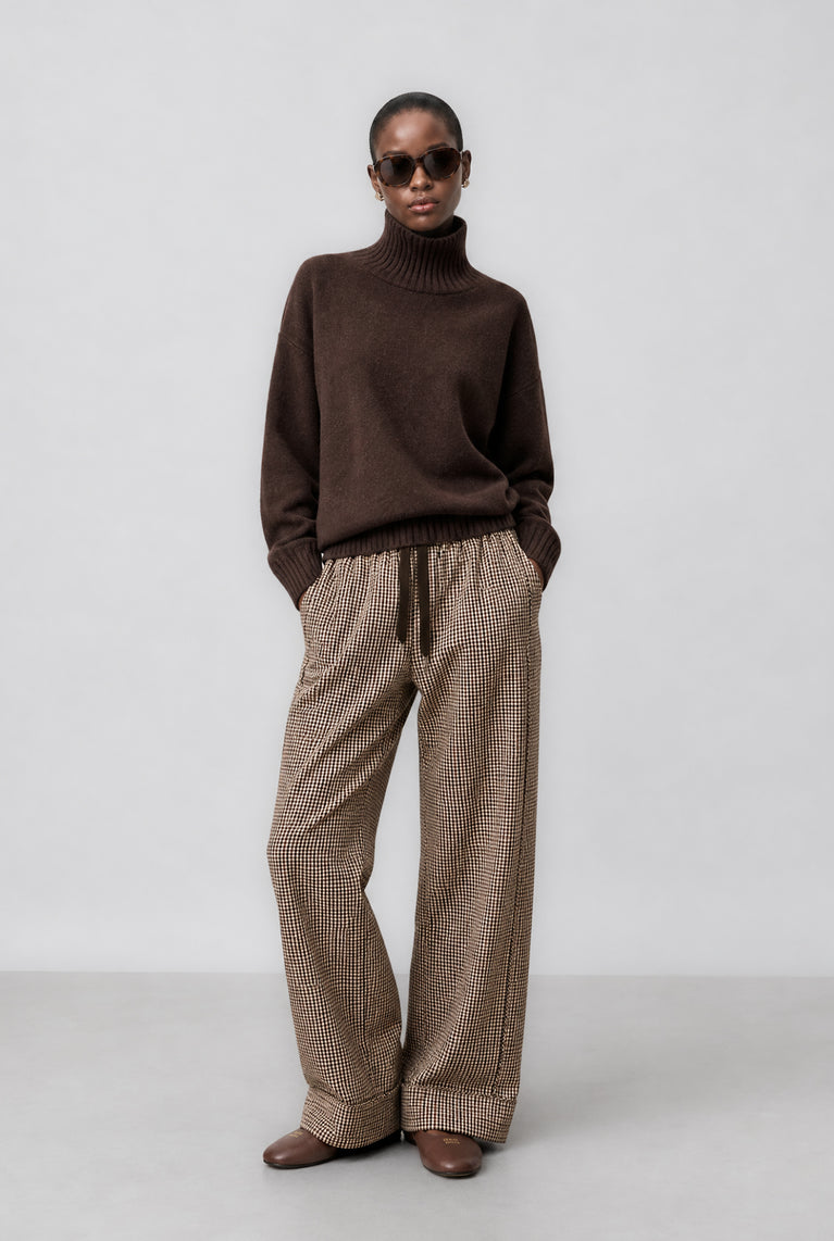 Cashmir wool polo pullover W1165 | Brown