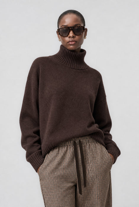 Cashmir wool polo pullover W1165 | Brown