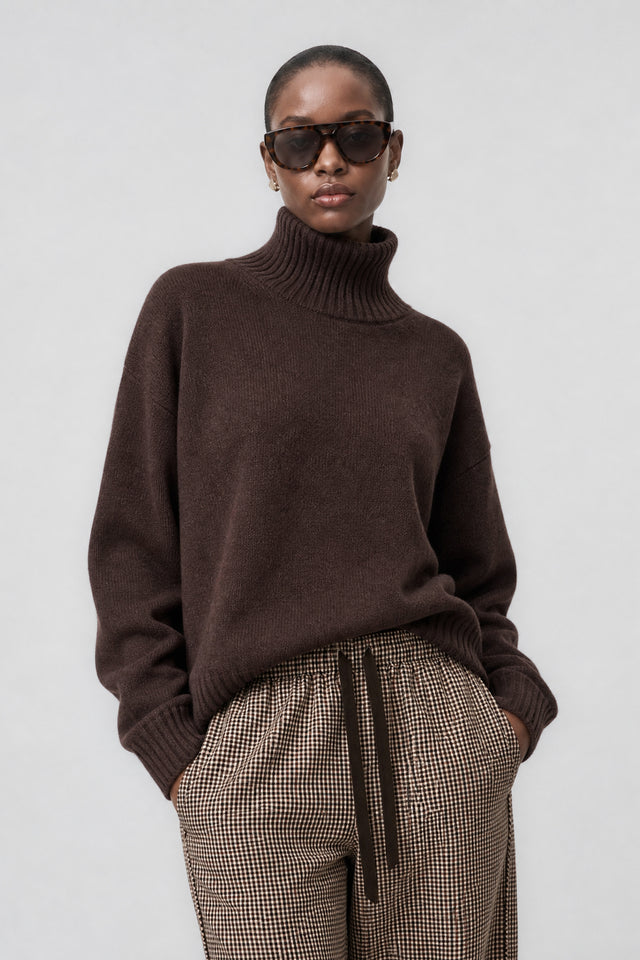 Cashmir wool polo pullover W1165 | Brown