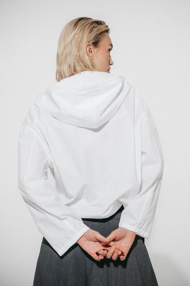 Clio hoodie zipper blouse | White