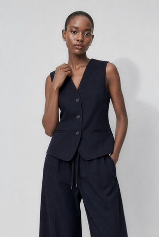 Colette back details gilet | Dark Blue