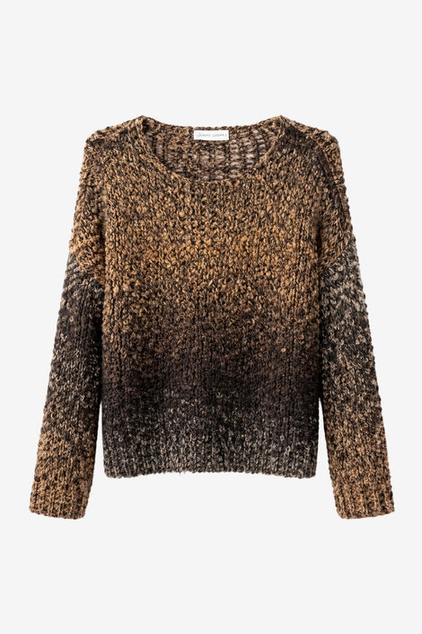 Cozy colour block pullover FA264 | Black Brown