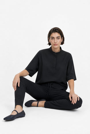 Damiana stretch technical jersey top | Black