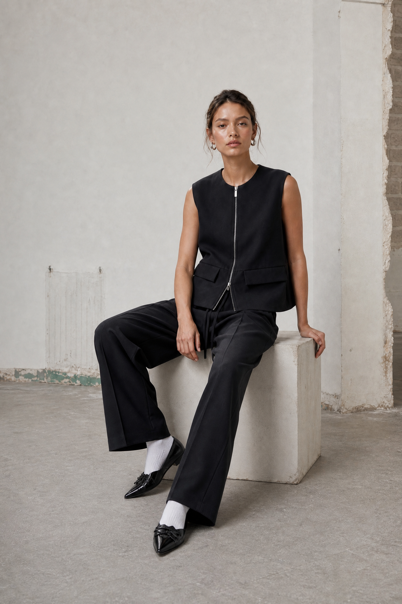 Evo wide-leg technical jersey pants | Black
