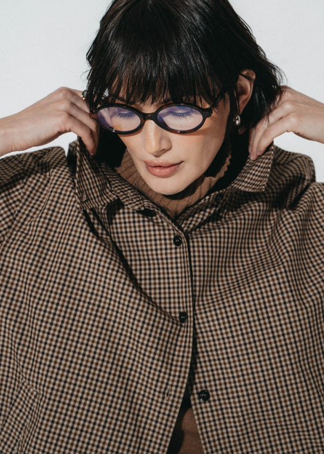 Iconic check cotton bomber jacket | Brown
