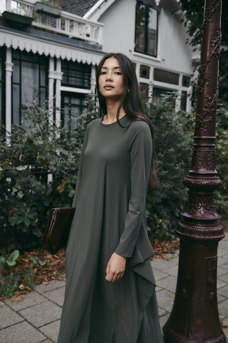Isabel dress LS technical jersey | Army